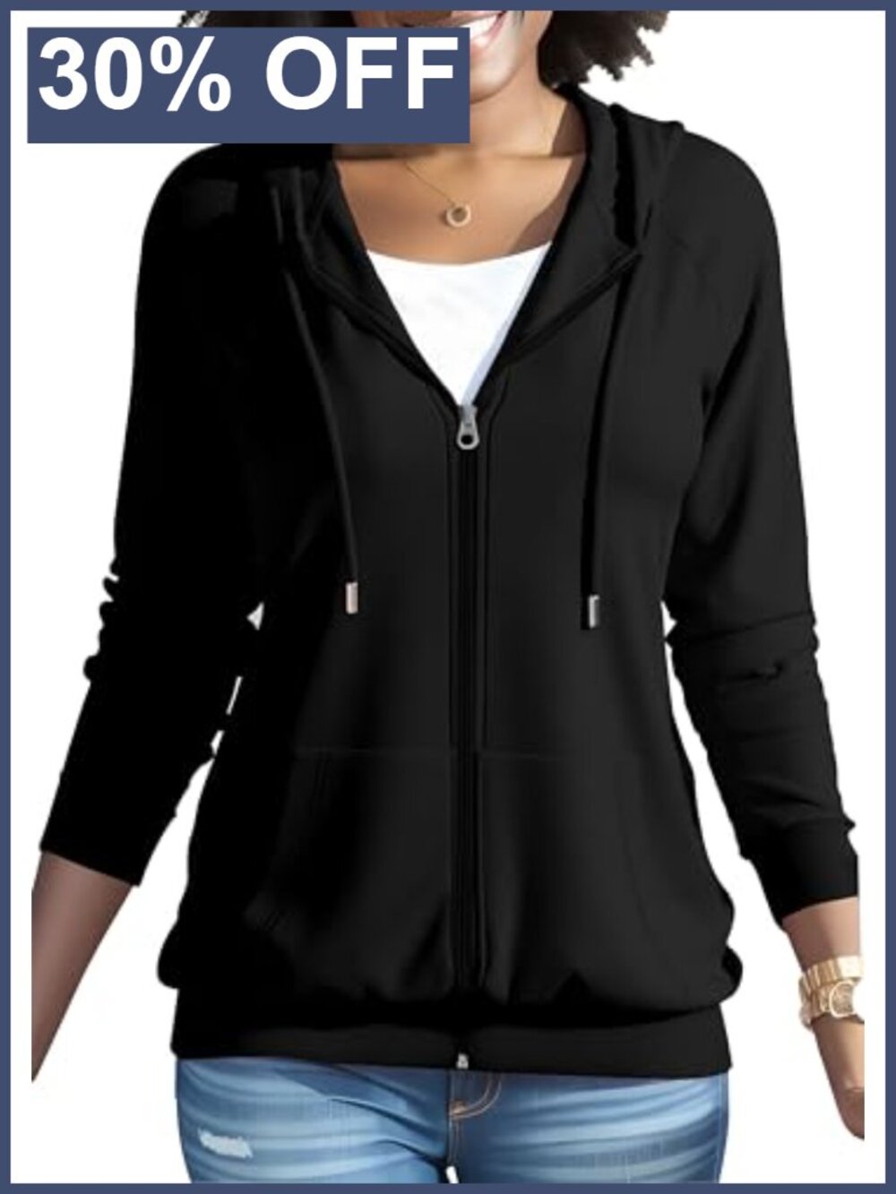 Women's Full Zip Up Hoodie Lightweight Long Sleeve Sweatshirt with Pockets